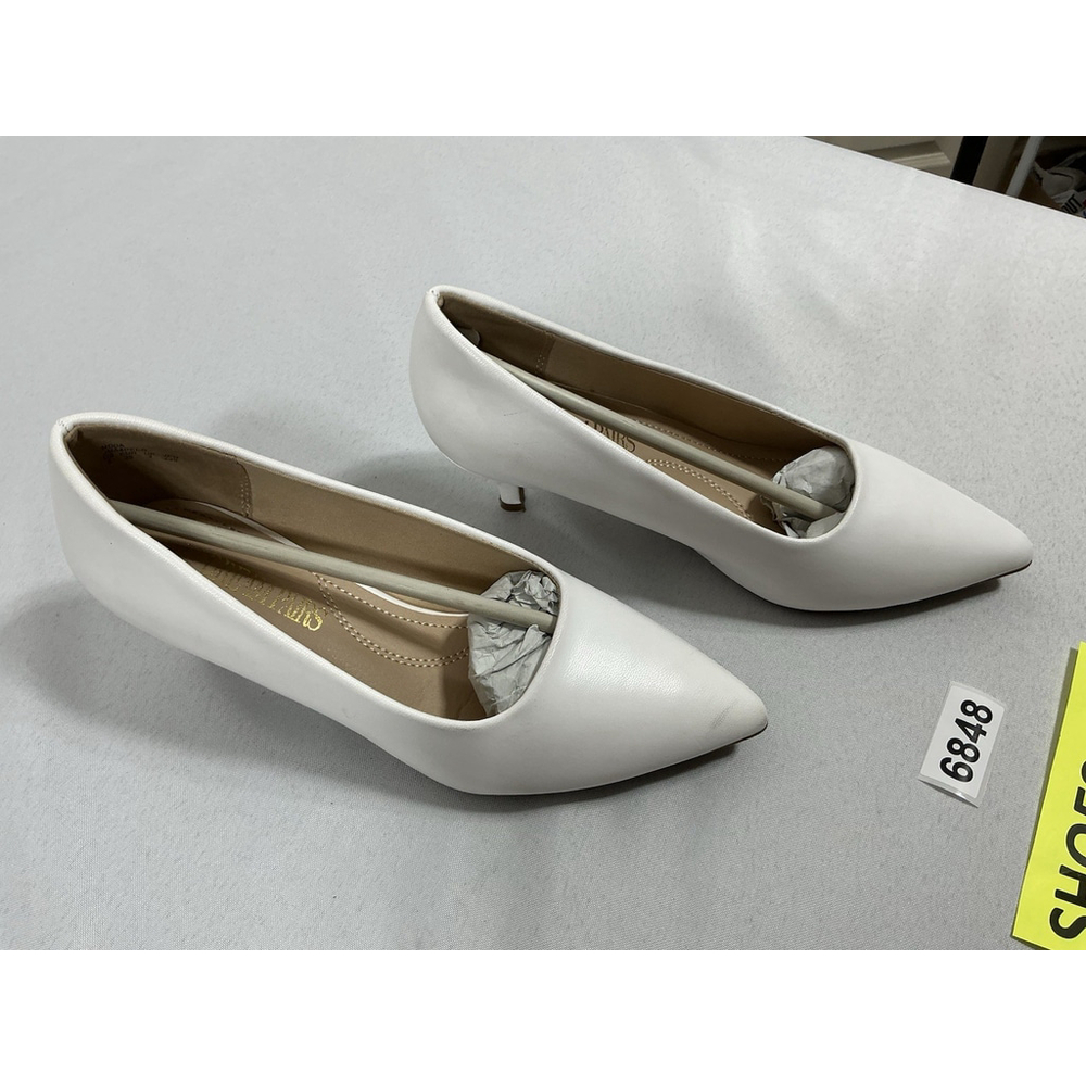 Womans New Dream Pairs Slip On Pumps White Us 5 Eu 35 Kitten Heel Pointed Toe